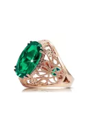 Esmeralda Oro rosa antiguo original de 14k Anillo Estilo vintage vrc074r